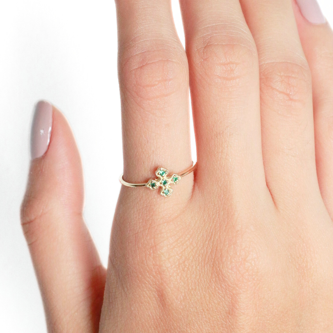 Anillo Esmeraldas Colombianas en Oro 18 Kilates