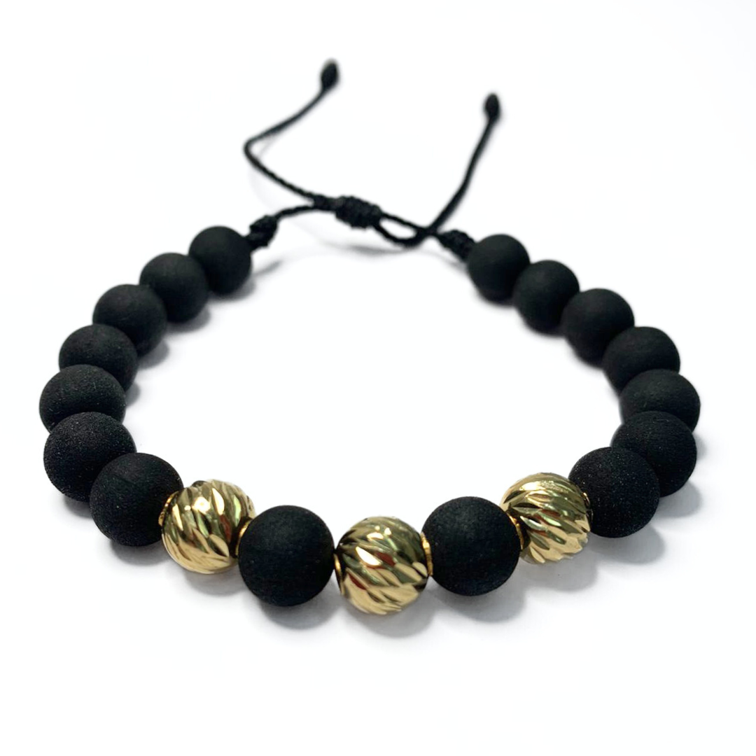 Pulsera 3 Esferas Diamantadas de 8MM con Neoprenos