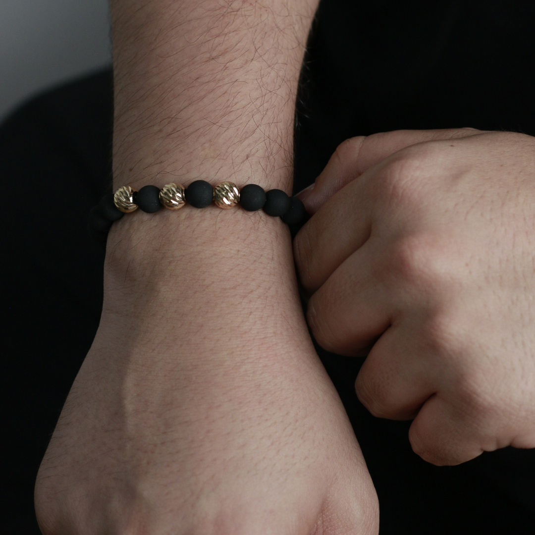 Pulsera 3 Esferas Diamantadas de 8MM con Neoprenos