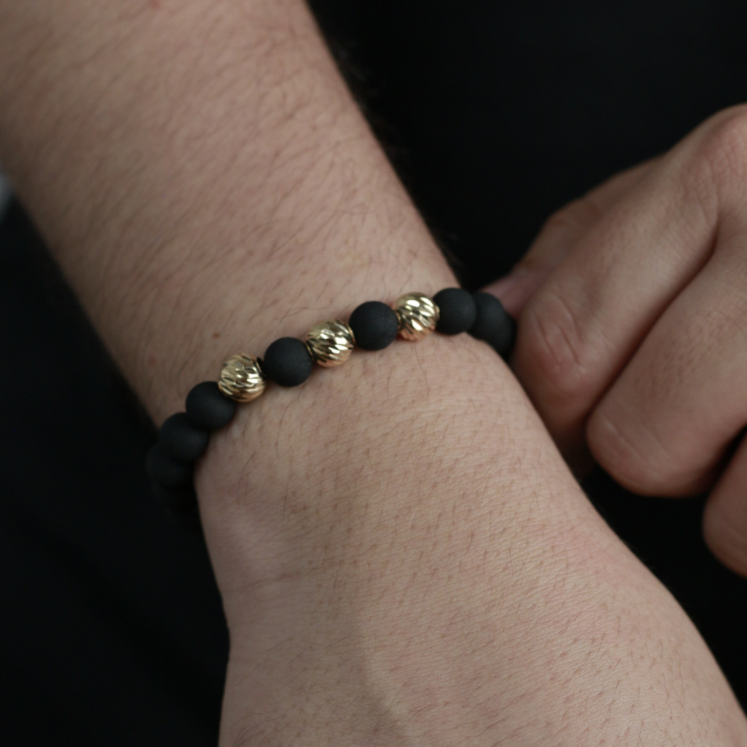 Pulsera 3 Esferas Diamantadas de 8MM con Neoprenos