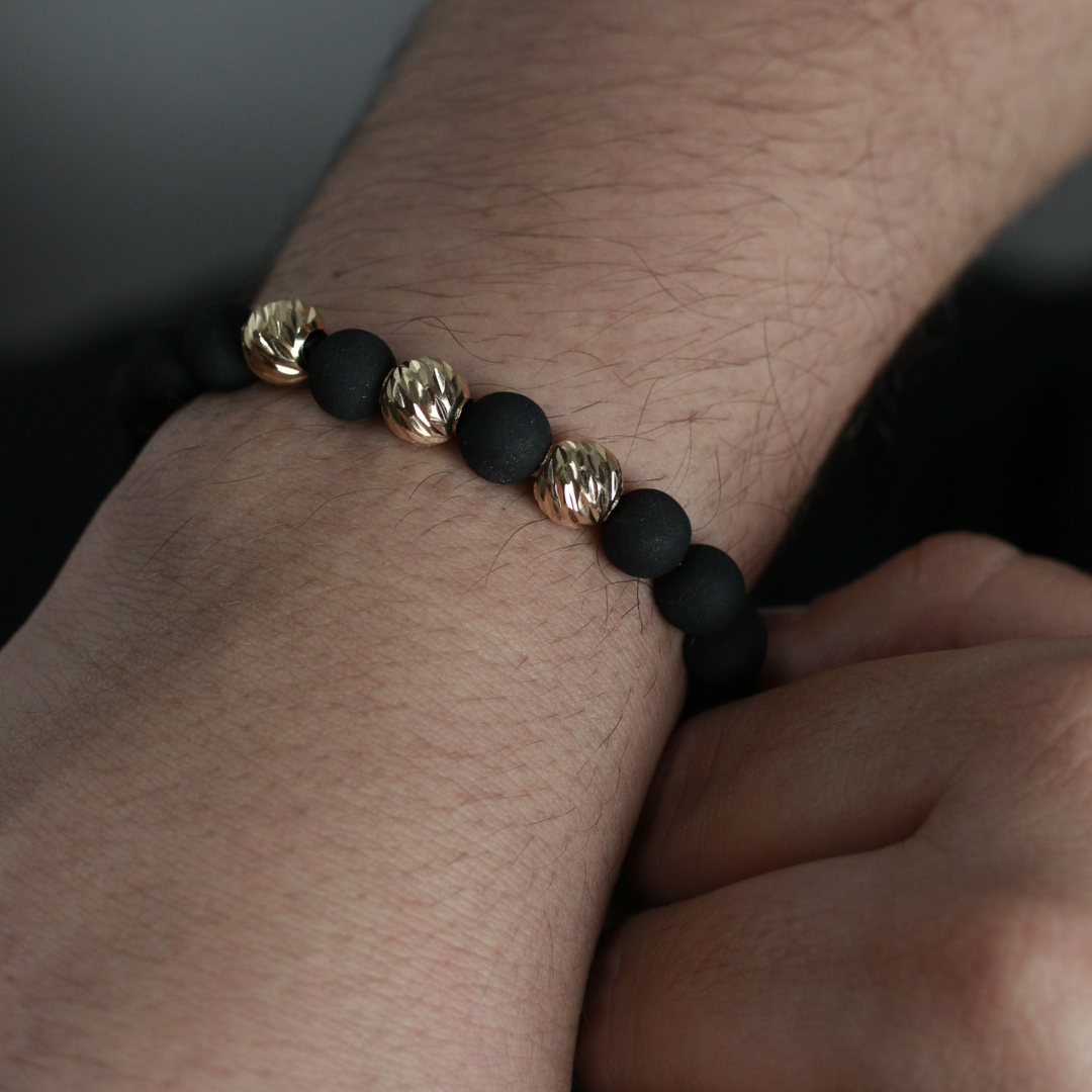 Pulsera 3 Esferas Diamantadas de 8MM con Neoprenos