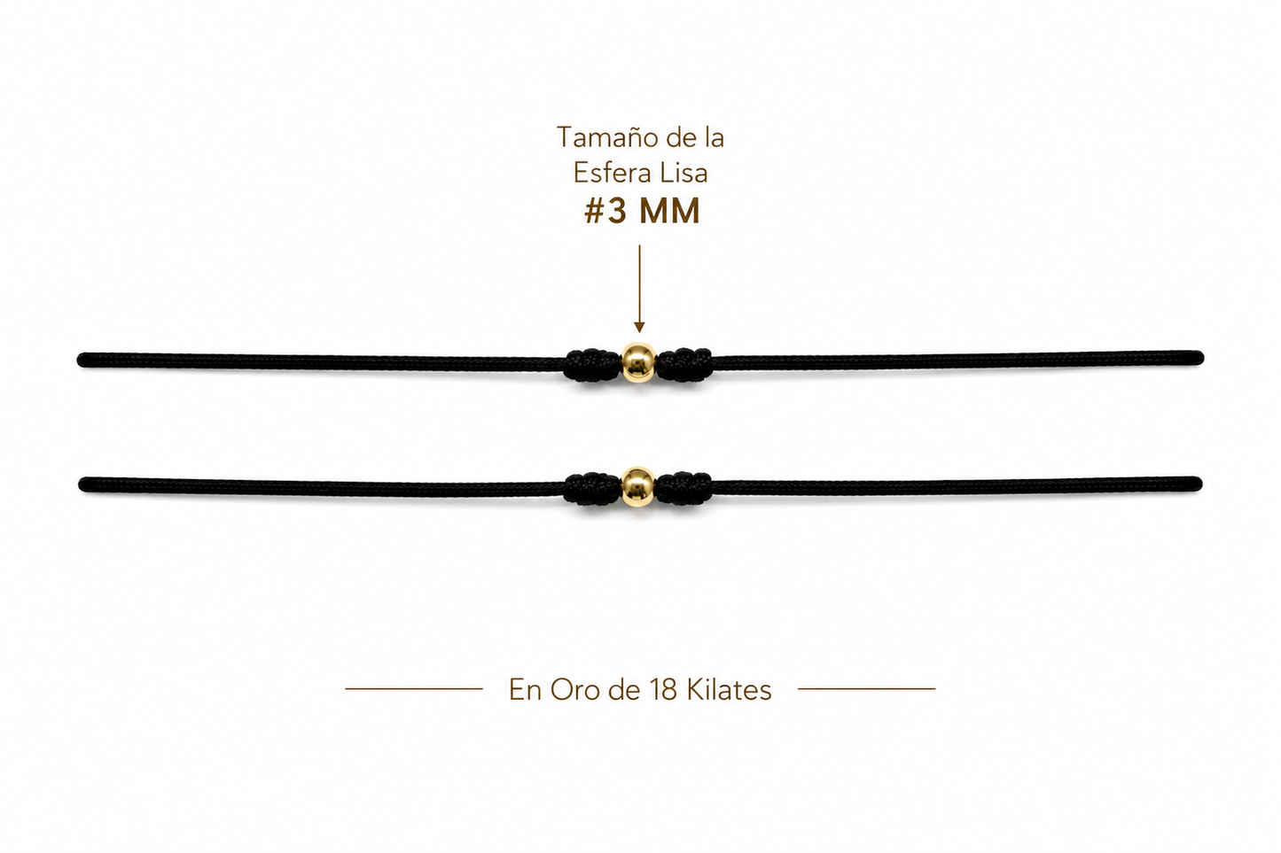 Perfectas para Parejas, Amor & Protección Esferas 3 MM en Oro 18 Kilates
