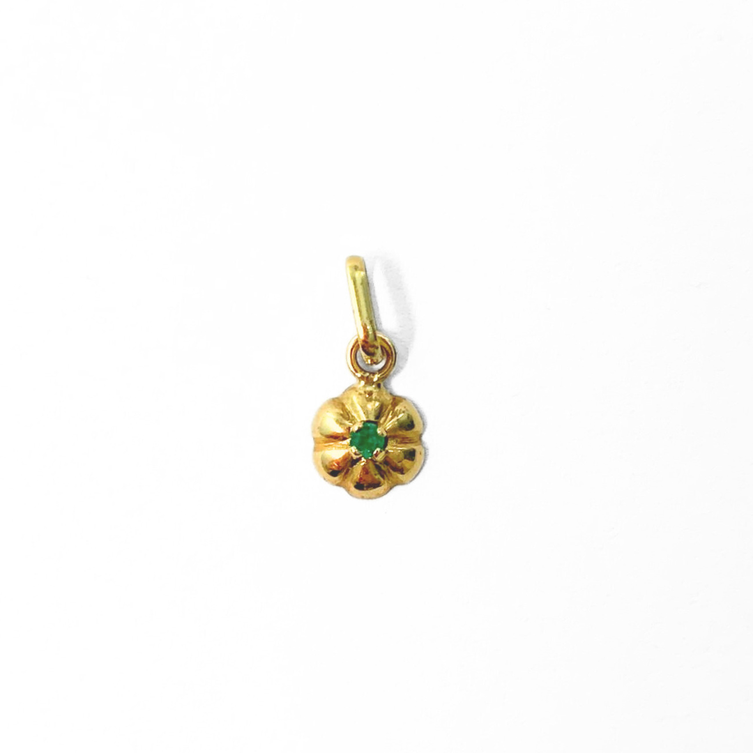 Dije Flor del viento Esmeralda Oro 18 Kilates Italy 750