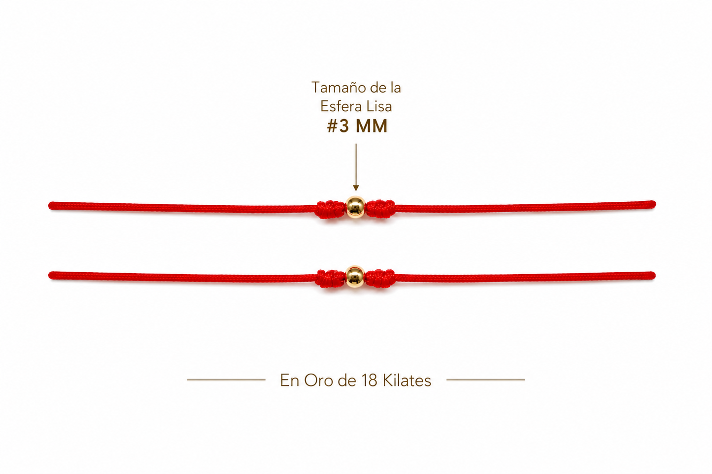Perfectas para Parejas,  Amor & Protección Esferas 3 MM en Oro 18 Kilates